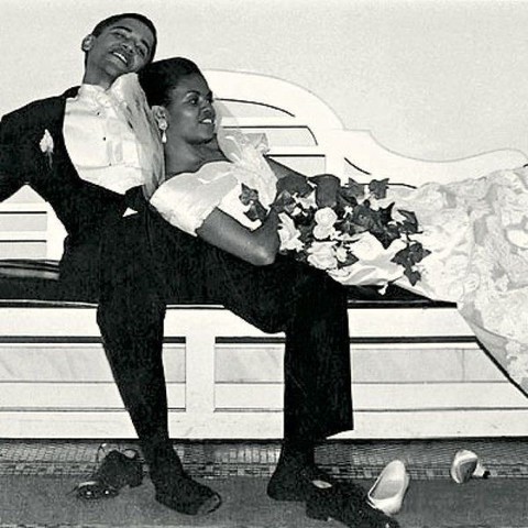 Barak én Michelle Obama rusten uit van het begin van hun huwelijk