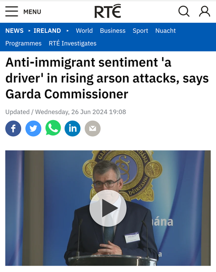 Rte reports on drew Harris' comments