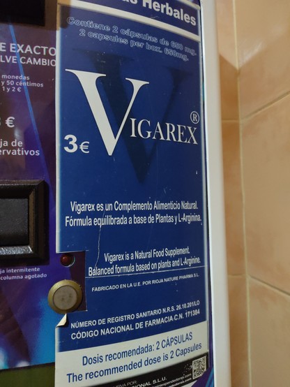 Máquina del viagra (pone viagrex) a 3€. En los baños de hombres