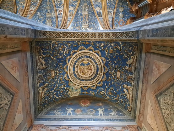 A richly painted side-chapel ceiling