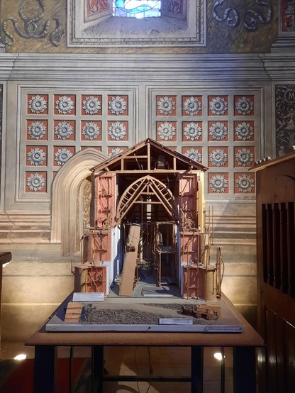 A miniature model of the cathedral under construction