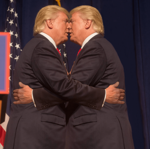 Trump in an embrace with himself