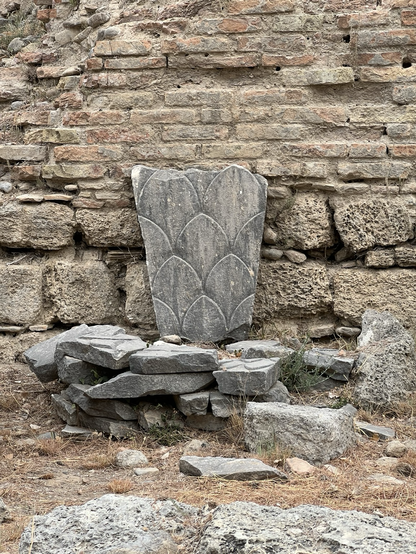 A special roof tile for a conical roof of the small round temples in the Exedra of Ancient Olympia