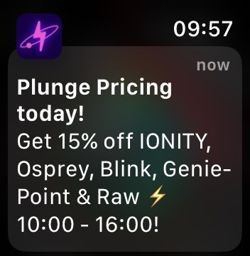 Apple Watch screenshot announcing the price plunge 