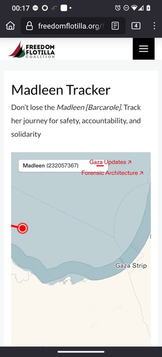 screenshot van de positie van de Madleen