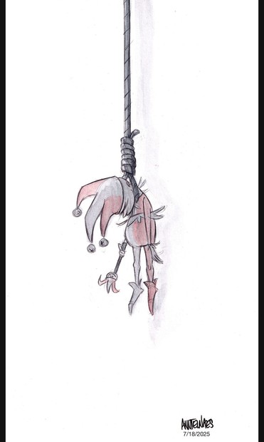 cartoon van Ann Telnaes: Joker, opgehangeb