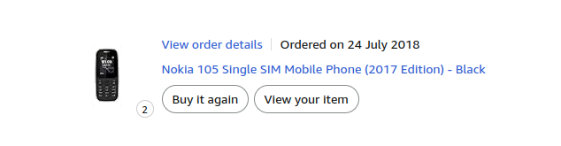 Purchase history of Nokia Mobile Phone