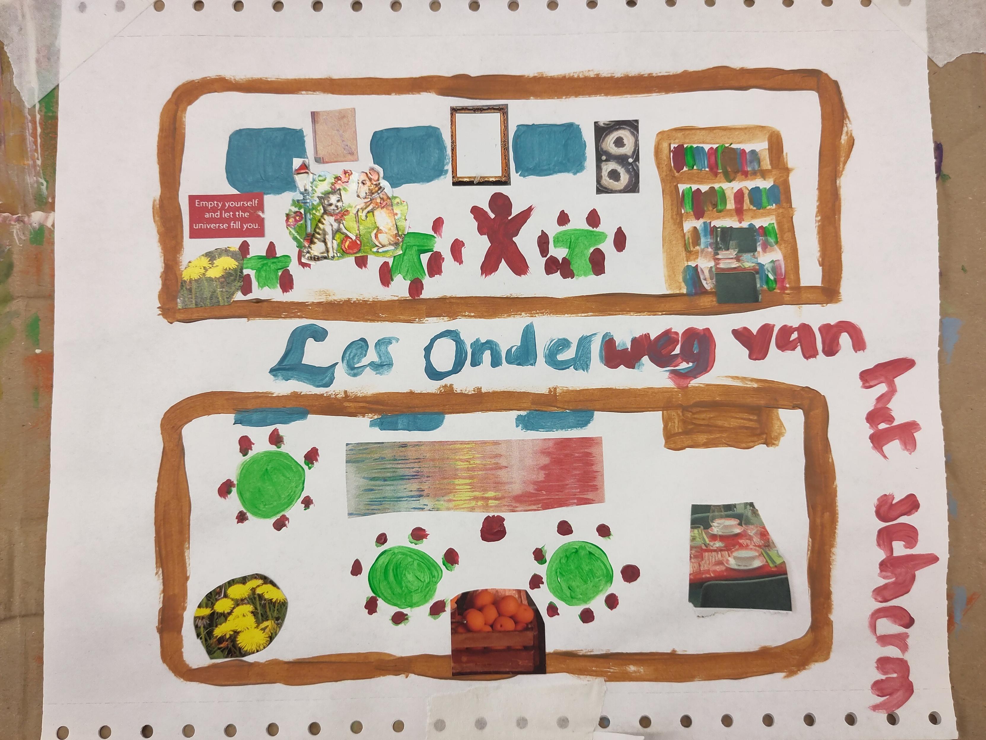 Painted above and side view of a train in which children are educated - no screens