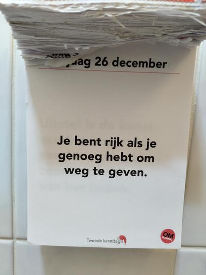 je bent rijk als je genoeg hebt om weg te geven