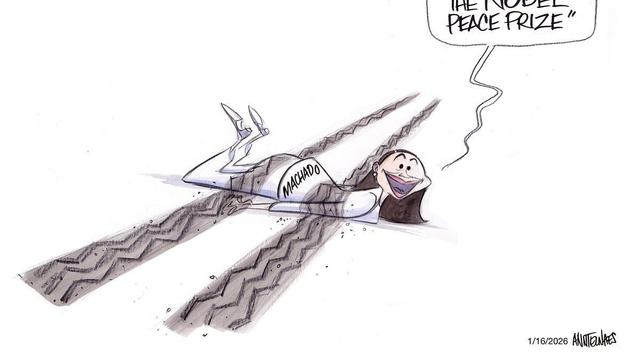 Maria looks to have been driven over by a big car but says: I have presented the president of the United States with the Nobel peace Prize.