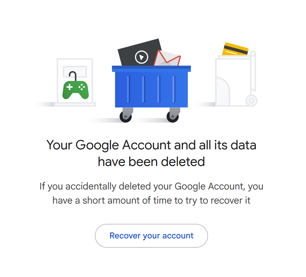 Confirmation from Google that my account has been deleted.