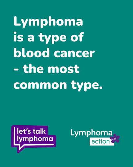 White text on green backgroud reads: 'Lymphoma is a type of blood cancer - the most common type'
