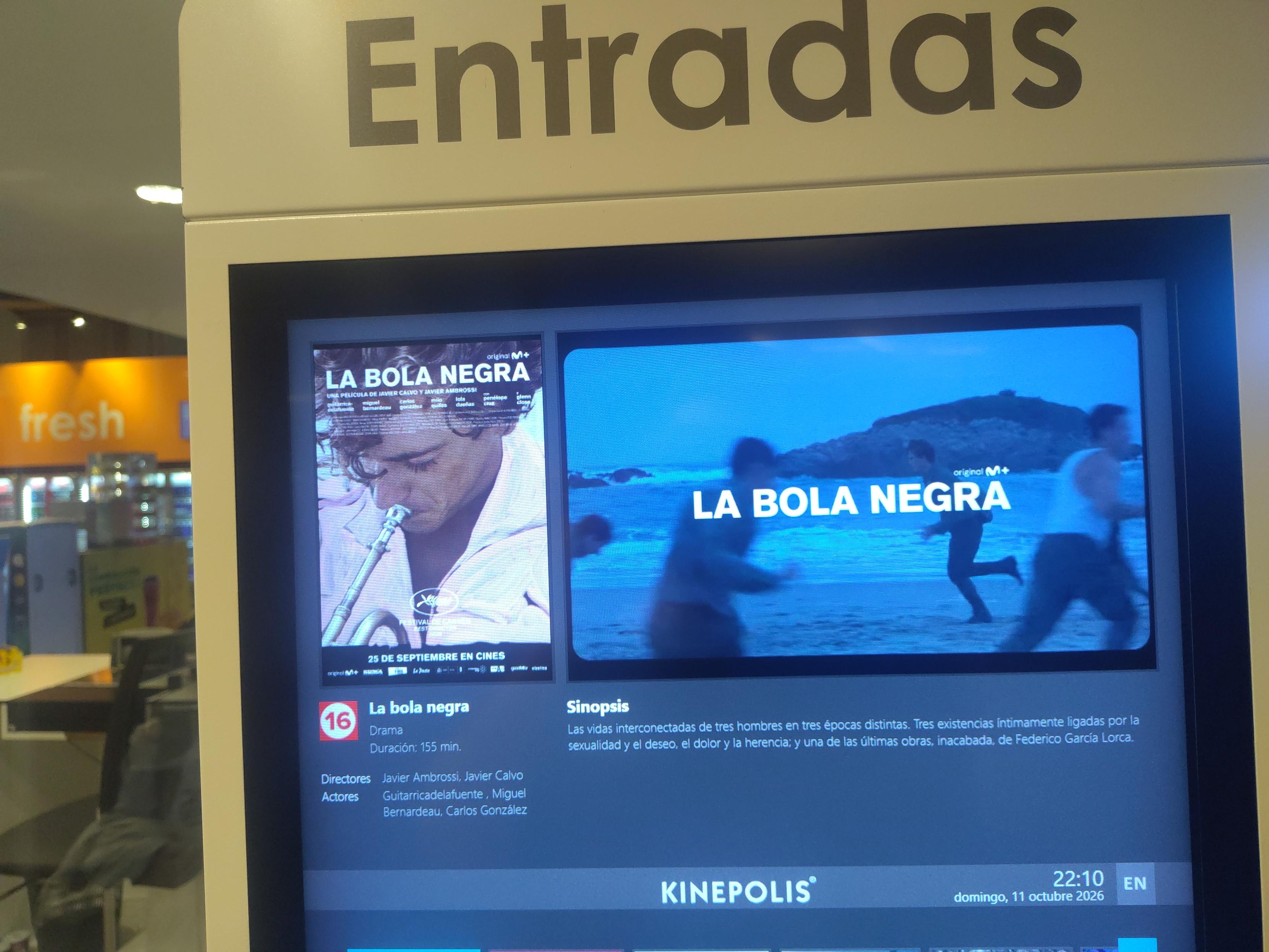 El kiosko . sale la bola negra en pantalla